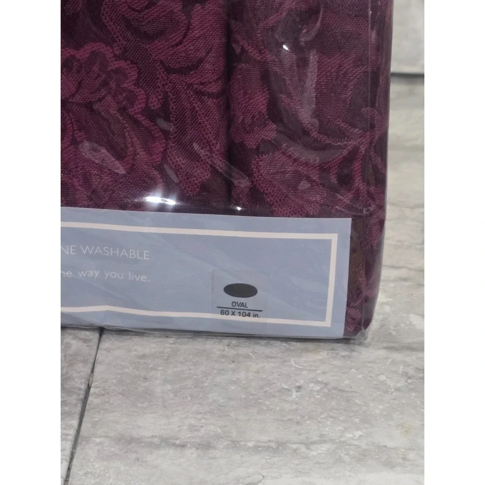 Vintage Liz Claiborne Burgundy Red Villager Damask Oval 60x104